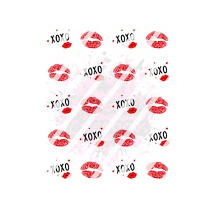 Valentines Day - XOXO Hearts Lips Love  Nail Art Decals- Waterslide Nail Decals