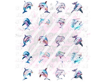 Dolphin Nail Art Decals - Waterslide Nail Decals - Design #2