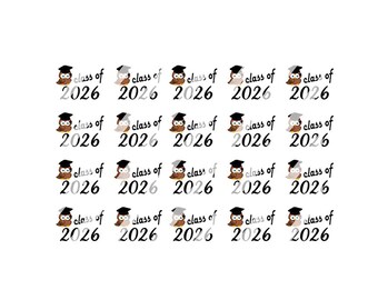 Class of 2026 Graduation Nail Art Decals - Waterslide Nail Decals