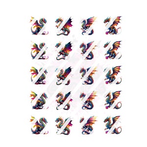 Decalques coloridos de arte em unhas de dragão - decalques em toboágua