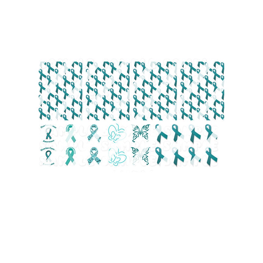 Cervical Ribbon Cervical Cancer Ribbons, Teal Awareness Ribbon Nail Art Decals ...