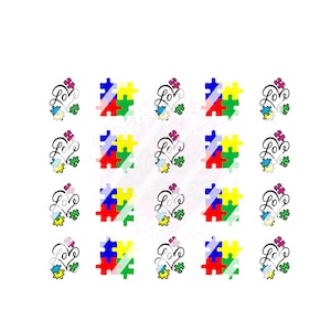 Stickers nail art sensibilisation à l'autisme - Stickers pour toboggans aquatiques - Design n° 3