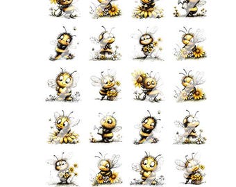 風変わりな蜂のネイルアートデカール - ウォータースライドネイルデカール -