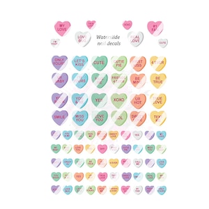 Valentines Day - Candy Hearts Valentine&#39;s Day Nail Art Decals- Waterslide Nail Decals