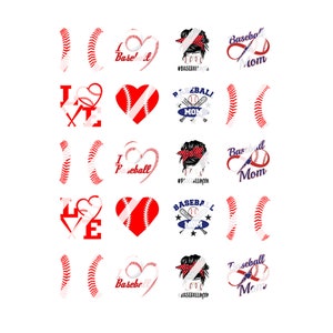 Baseball Mom Nail Art Decals - Waterslide Nail Decals