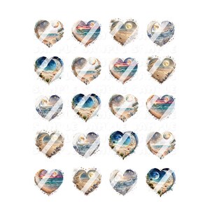 Beach Heart Stars And Moon Nail Decals  - Waterslide Nail Decals