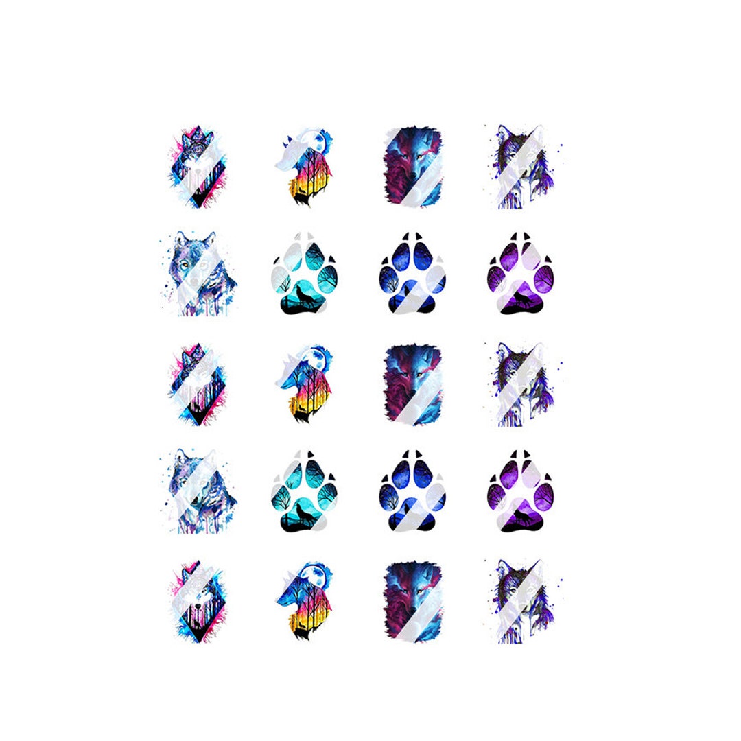 Wolf Nail Art Decals Waterslide Nail Decals Etsy