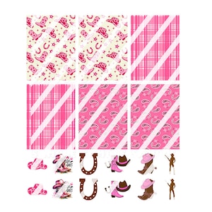 Pink Cowgirl Nail Art Decals - Waterslide Nail Decals