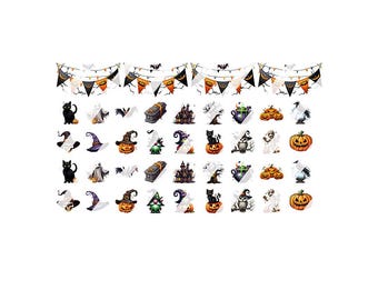 36 diseños variados de pegatinas para uñas con temática de Halloween - Pegatinas de uñas de transferencia al agua