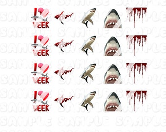 Shark Nail Art Decals - Waterslide Nail Decals