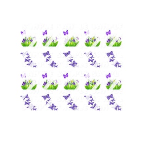 Purple Butterflies Nail Art Decals - Waterslide Nail Decals - Design #3