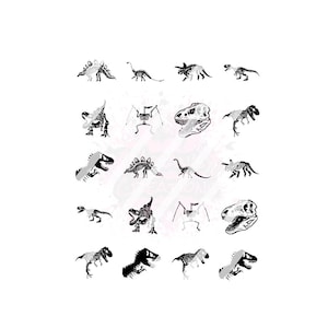 Dinosaur T-Rex Skeleton Nail Art Decals- Waterslide Nail Decals