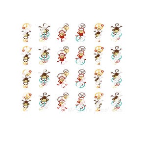 Retro Peace Monkeys Nail Art Decals- Waterslide Nail Decals