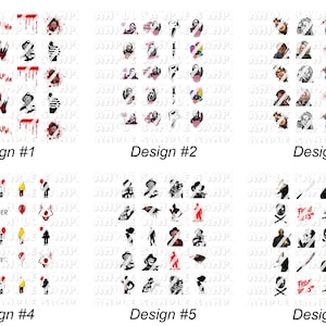Halloween,  Horror Nail Art Decals - Waterslide Nail Decals