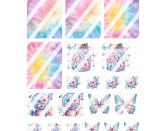 Calcomanías de uñas con flores y mariposas - Calcomanías de uñas de transferencia al agua