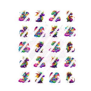 Rainbow Dragon Nail Art Decals- Waterslide Nail Decals