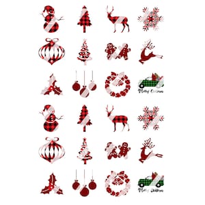 Christmas Buffalo Plaid Nail Art Decals - Waterslide Nail Decals