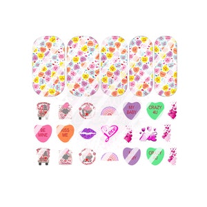 Valentines Day - Candy Hearts Gnome Valentine&#39;s Day Full Nail Art Decals- Waterslide Nail Decals