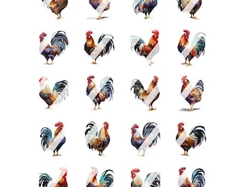Rooster Chicken Nail Art Decals - Waterslide Nail Decals