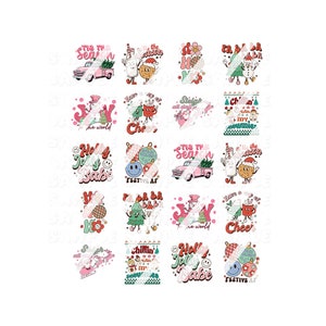 Pink Retro Christmas  Nail Art Decals - Waterslide Nail Decals