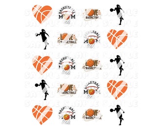 Basketball Mom Nail Art Decals - Waterslide Nail Decals