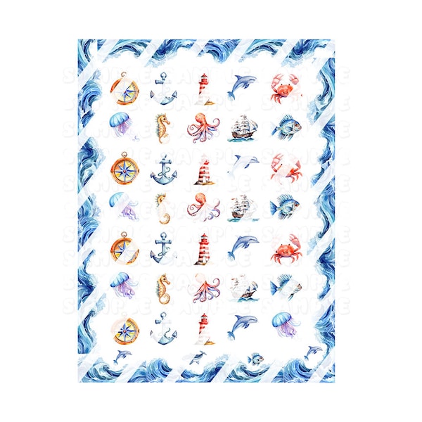 Nautical Nail Art Etsy