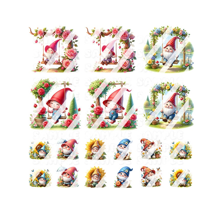 Spring Time Decals Spring Time Gnome Nail Art Decals - Waterslide Nail Decals - Etsy
