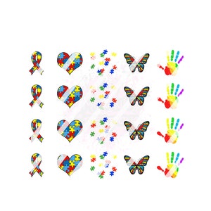 Decalcomanie per nail art per la consapevolezza dell&#39;autismo - Decalcomanie per unghie con acquascivolo - Design n. 2