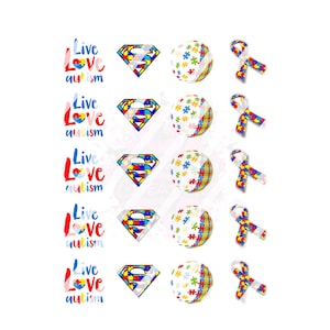 Autism Awareness Nail Art Decals - Waterslide Nail Decals - Design #5