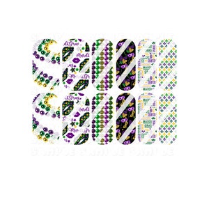 Mardi Gras Fleur Design #3 Full Nail Art Decals- Waterslide Nail Decals