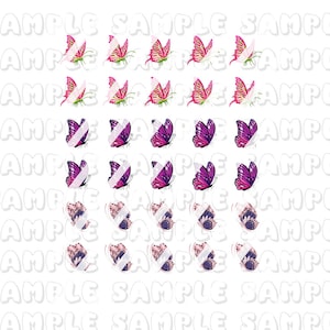 Butterflies Nail Art Decals - Waterslide Nail Decals - Design #2