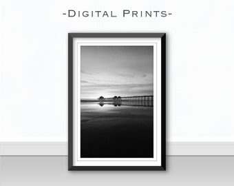 Pier Druckbare Wandkunst, Strand Drucke Wandkunst, Ozean Druckbar, Digitaler Download, Ozean Druck, Strand Druck, Schwarz weiß Druck