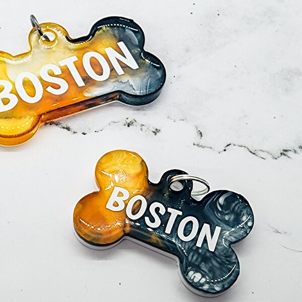 Boston Resin Dog Tag, Cat Tag, Pet Tag, Personalized Pet Tag, Hockey Themed Pet Tag