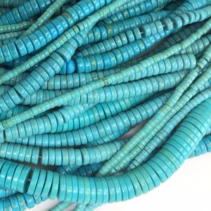 May include: A close-up of a pile of turquoise blue beads. The beads are round and have a smooth, polished finish. They are perfect for making jewelry or other crafts.