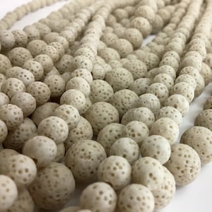 Gray Lava Natural Lava Beads Rocks Diffuser Oil Round Beads - Colored Volcanic Rock Loose Beads Healing Chakra 6MM 8MM 10MM 15&quot; strand