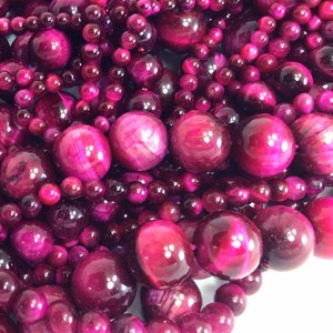 thumbnail interactive-video image 1 of Pink Tiger Eye Gemstone Beads - Smooth Round, 15.5 Inch Strand, Multiple Sizes (4mm To 15mm) 1 of 5