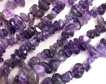 Natural Amethyst Chip Bead Amethyst Nugget Pebble Chip Bead 7mm-10mm Raw Stone Chip 30&quot; Full inch Strand High Quality Gemstone Bead