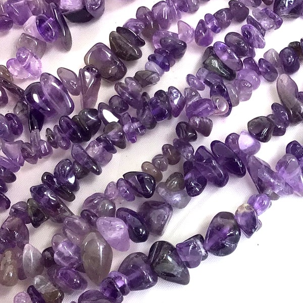 Natural Amethyst Chip Bead Amethyst Nugget Pebble Chip Bead 7mm-10mm Raw Stone Chip 30" Full inch Strand High Quality Gemstone Bead