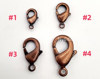 10-20mm Copper Plated Lobster Clasps - Vintage Jewelry Findings