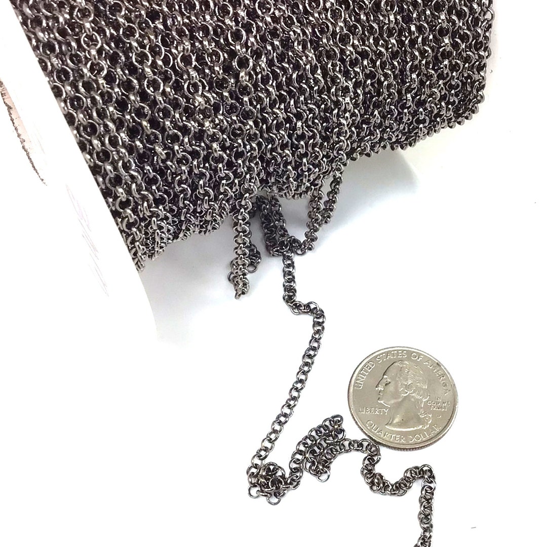 3mm Gunmetal Rolo Chain Soldered Round Link Necklace Jewelry Making ...