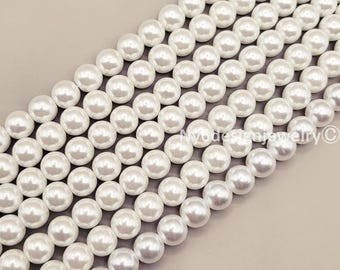 Cream White Glass Pearl Beads 15" Strand Jewelry Making 3-12mm #13