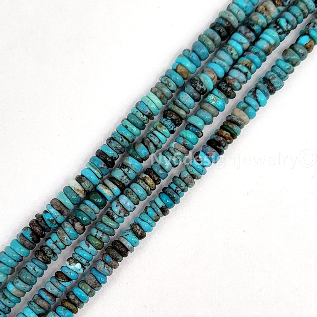 Cut Turquoise Disc Natural Blue Turquoise Irregular Disc Beads 4-5mm Jewelry Making 16 ...
