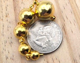 Gold Plated Pewter Round Magnetic Clasps, Jewelry Making Supplies, Necklaces, Bracelets (6-14mm)