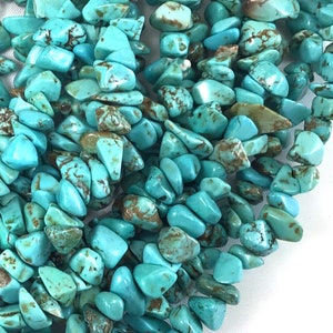 Turquoise Blue Howlite Chip Bead Magnesite Turquoise Chip Bead 7mm-10mm Pebble Nugget Chip 30 Full inch Strand High-Quality Gemstone Beads image 6