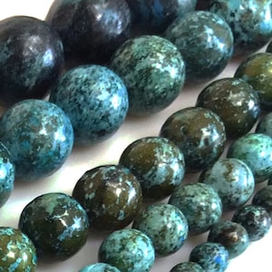 Chrysocolla Round Bead Green Blue Chrysocolla Grede AA Natural Gemstone Loose Beads 4MM 6MM 8MM 10MM 12MM Bulk Lot Options