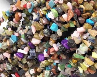 Natural Gemstone Chip Beads Strand | Mixed Colors Nugget 7-10mm 30" Strand