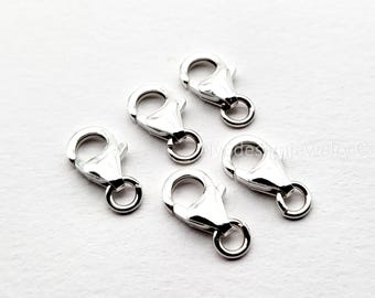 Sterling Silver Lobster Claw Clasps 6x10mm Jewelry Connectors 5pcs