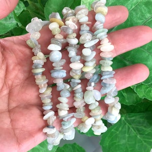 Gemstone Morganite Chips Bracelet Morganite Nugget Bracelet Natural Morganite Chips Stretch Bracelet Handmade Balance Crystal Healing