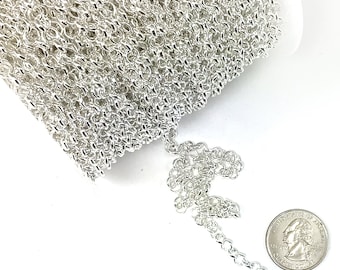 5mm Silver Rolo Chain Soldered Copper Pewter Chain DIY Jewelry Making - Sold by FT