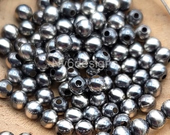 Oxidized Sterling Silver Round Beads – 3mm Desert Pearls for Jewelry Making 20pcs Navajo Style Pearl